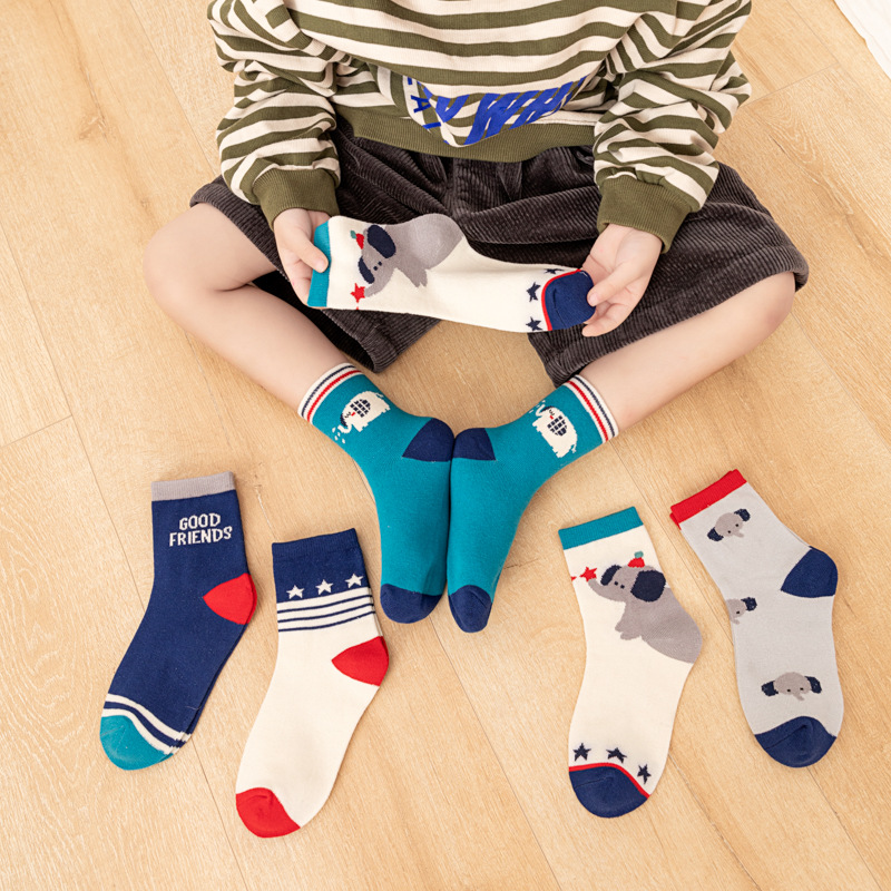 Cotton Crew Sock Pack - 5-pack kindersokken voor jongens met cartoon