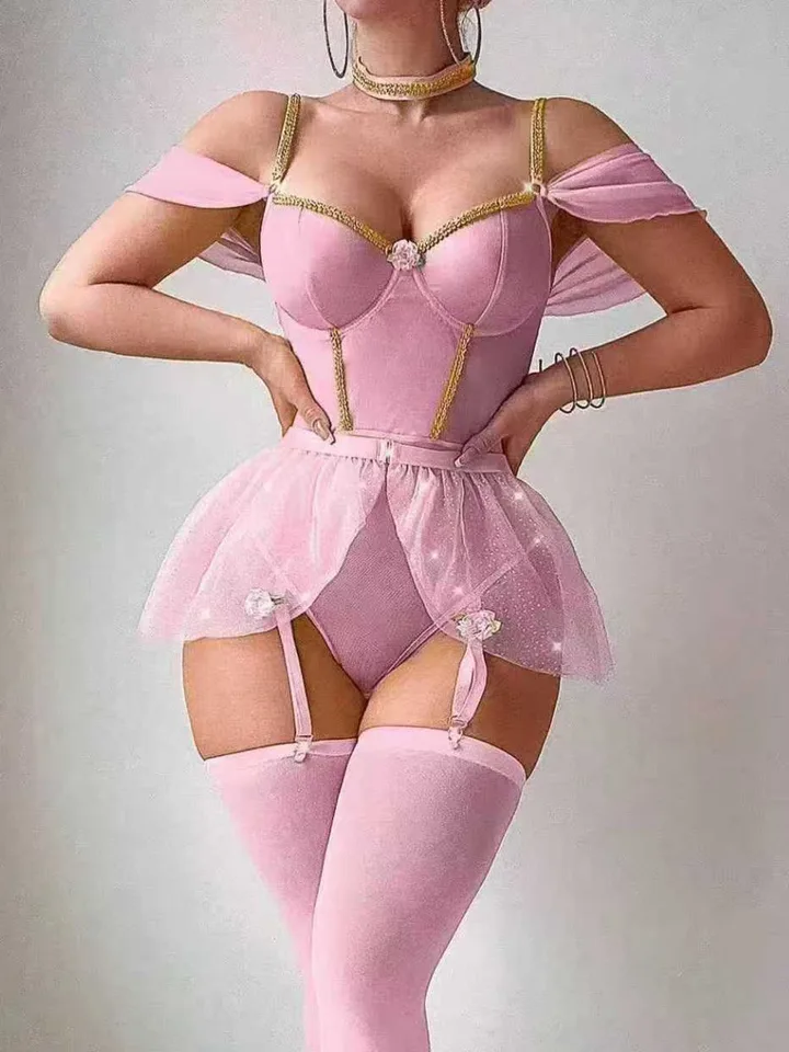 Fishnet Stocking Women - Sexy glanzende jumpsuits met pofmouwen ​